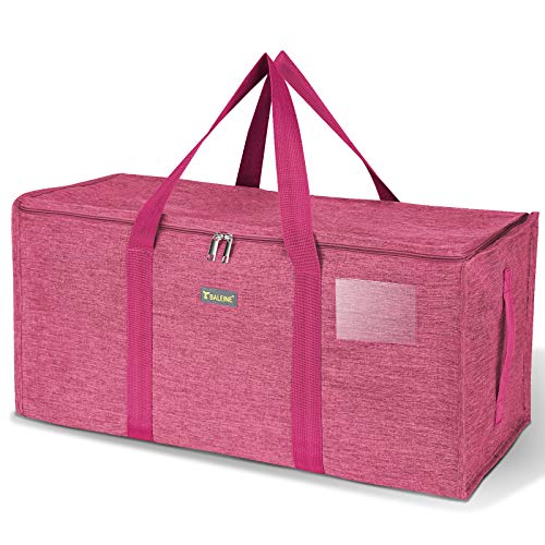 BALEINE Extra Large Storage Tote with Zippers & Carrying Handles, Heavy-Duty Oxford Fabric Moving Bags for Laundry, Space Saving, Storage, Berry Red - color: Berry Red, size: 1-Pack