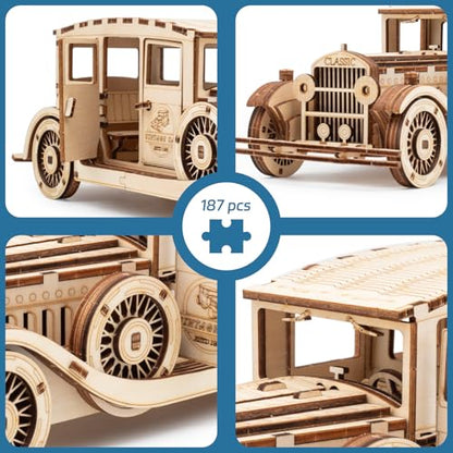 Adults 3D Wooden Puzzles Vintage Car DIY Model Kits | Christmas Birthday Gifts - style: vintage car