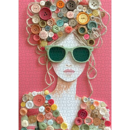 Impossible Puzzle for Adults 1000 Pieces, PICKFORU The Button Muse Jigsaw Puzzle Beauty Lady Aesthetic Art, Elegant Women Puzzle Hard Challenge Collage - style: Button Muse Puzzle