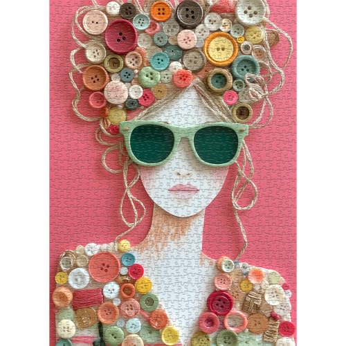 Impossible Puzzle for Adults 1000 Pieces, PICKFORU The Button Muse Jigsaw Puzzle Beauty Lady Aesthetic Art, Elegant Women Puzzle Hard Challenge Collage - style: Button Muse Puzzle