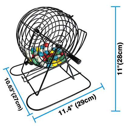 Yuanhe Jumbo Bingo Game Set - 11 Inch Tall Metal Cage with Calling Board, 7/8" Bingo Balls, 500 Bingo Chips,100 Bingo Cards for Large Group Games … - style: Jumbo Set