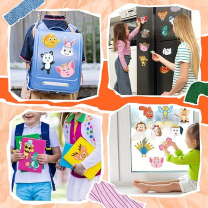 Sinceroduct 100PCS Make Your Own Stickers for Kids, Make-a-Face Stickers, 20 Animals Sticker Face for Toddlers Crafts Party Favors, Gift of Festival Birthday Classroom Reward, Valentine's Day Activity - style: Animal Style-3