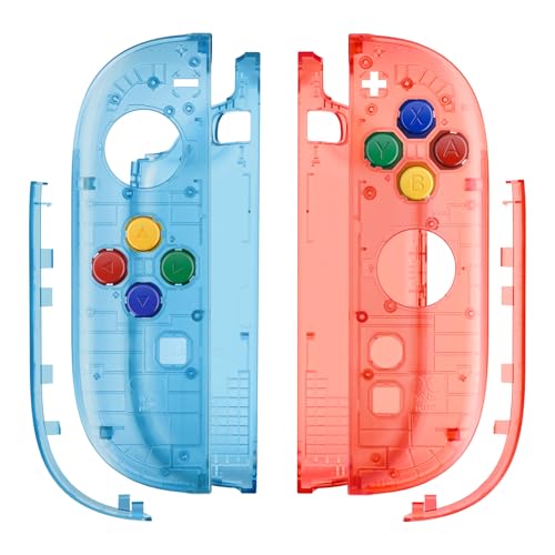 eXtremeRate Replacement Shell Buttons for Joycon 2, Clear Blue & Orange Custom Housing Faceplate Case + Decorative Strips + ABXY Direction Keys Tools for Nintendo Switch 2 Controller - Essence Version - color: Clear Blue & Orange