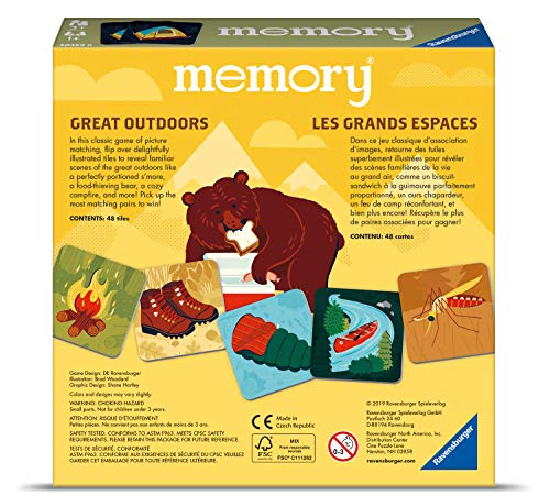 Ravensburger Great Outdoors Memory Game | Fun & Fast Camping Matching Game | Ideal for Boys & Girls, Ages 3 & Up | Builds Focus, Memory & Matching Skills - 20359