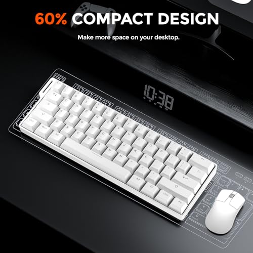 DAREU EK60 HE Rapid Trigger Gaming Keyboard Wired, 0.01mm RT Accuracy Adjustable, Hall Effect Magnetic Switch Hot Swappable, SOCD, 8000Hz Polling, RGB Backlit, 60% Compact Design for Laptop/PC - color: White