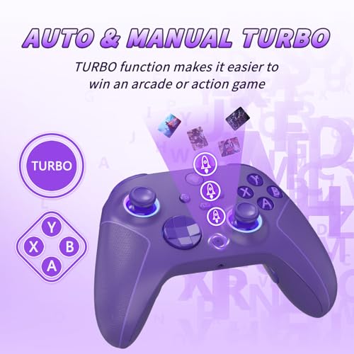 Wireless 2.4GHz Controller for Xbox One Controller with 7 Colors RGB Light,Compatible With Xbox Series S|X Consoles,Steam,PC,with 1000mAh Battery/Hall Effect Sticks/Turbo/Programmable/3.5mm Audio Jack - color: Purple