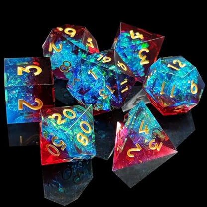 DND Dice Set, 7 Pcs Sharp Edge D&D Dice Polyhedral Resin Dice for Dungeons and Dragons RPG MTG Role Playing Table Games - color: Blue-3