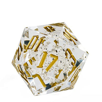 55mm 20 Sided DND Dice, Giant D20 D&D Polyhedral Dice Large D20 with Die Gift Box for Dungeons and Dragons, RPG Table Games (Transparent Bubbles) - color: Transparent Bubbles