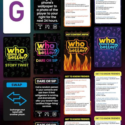 Quokka Party Games Set – Who Knows Me Better Collection with 4 Game in 1 Box – 2000+ Questions – Card Games for Adults and Teens – Board Game for Family Night, Friends & Couples Ages 15+ - color: Adult Set