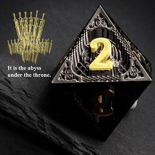 Haxtec Metal DND Dice Set Black Gold Metal D&D Dice with Fire-Breathing Dragon Elements & Leather Dice Bag Polyhedral Dice Compatible with Dungeons and Dragons TTRPG Gifts - color: Black Gold