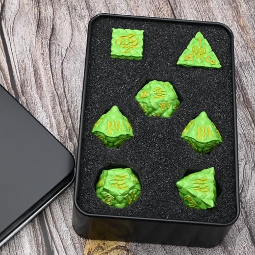 Dragon Scale Metal Dice Set-Dragon Claw,with Gift Metal Box for TTRPG Tabletop Gaming,Dungeon Masters,RPG Adventures(Green) - color: Green