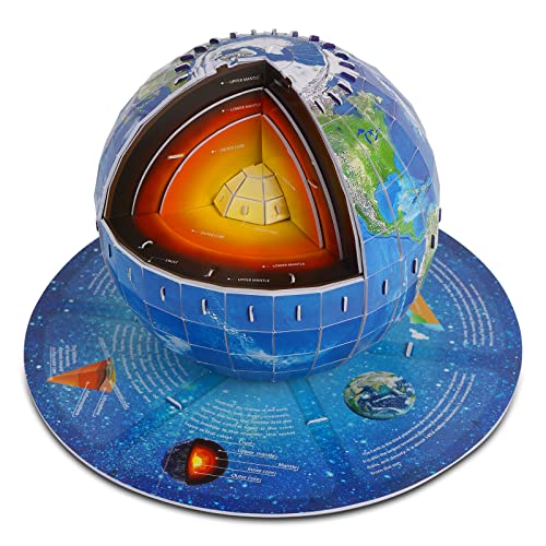 3D Puzzles for Kids Ages 8-10-12-14 Earth Globe DIY Geography Puzzle, Educational Learning Toys 3D Jigsaw World Globe Map Model Kit Teaching Aids Birthday for Boys Girls, 50 Pieces - style: Earth Globe