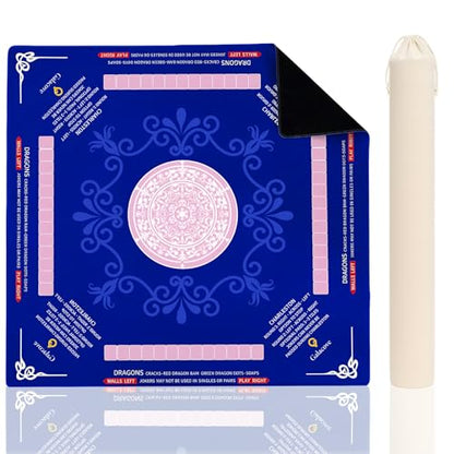 33" x 33" Navy Blue Mandala American Mahjong Mat - Non-Slip Neoprene Pad, Noise Reducing, Easy Clean, Portable for Home, Travel & Airbnb - color: Navy Blue Mandala