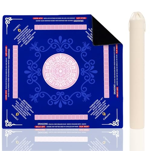 33" x 33" Navy Blue Mandala American Mahjong Mat - Non-Slip Neoprene Pad, Noise Reducing, Easy Clean, Portable for Home, Travel & Airbnb - color: Navy Blue Mandala