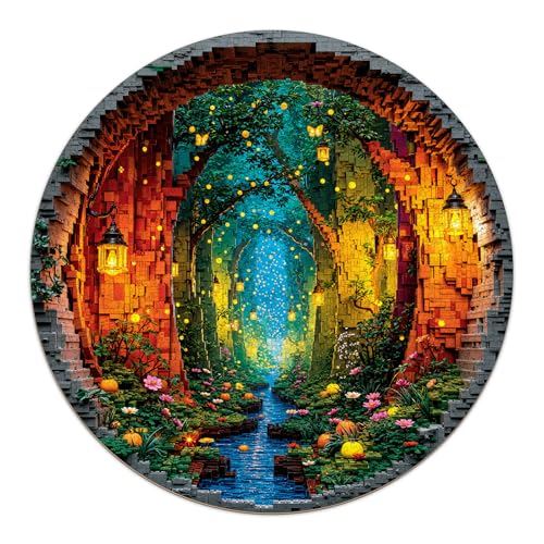 Puzzles for Adults 1000 Pieces, Mysterious Forest | Fantasy 3D Visual Design, Letters On Back, 26.5 x 26.5in, Challenging Family Game, Gift for Teen - color: Magic Forest
