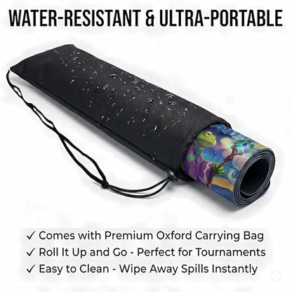 Ultimate TCG Battle Set: 24"x14" Stitched Fantasy Playmat, 16 Dice & Carry Bag – Non-Slip 2mm Rubber Card Game Mat for Trading Card Games (Astral Frog Wizard, Classic Series) - color: Astral Frog Wizard, size: CLASSIC SERIES