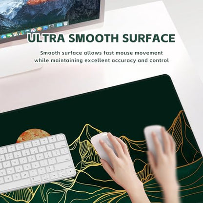 Baziabbo Desk Mat,XXL Extended Large Mouse Pad,Gaming Mousepad with Stitched Edge,Non-Slip Rubber Base Keyboard Desk Pad for Home Office Study Game (Mountains) - color: Mountains