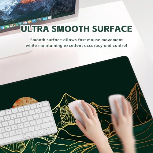 Baziabbo Desk Mat,XXL Extended Large Mouse Pad,Gaming Mousepad with Stitched Edge,Non-Slip Rubber Base Keyboard Desk Pad for Home Office Study Game (Mountains) - color: Mountains