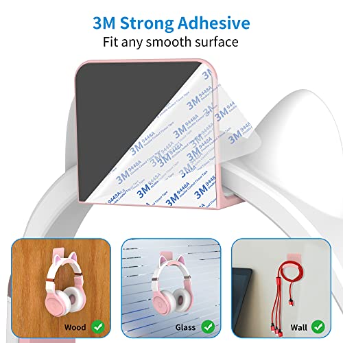 SOKUSIN Headphone Stand Headset Holder - Adhesive Gaming Earphones Hanger, Universal Desk Wall Mount Hook for All Headphone/Controller, Compatible with Beats, AirPods Max,Sony, JBL (Pink) - color: Pink