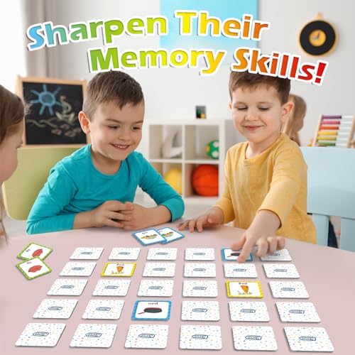 Aizweb CVC Word Match Game - 60 Pc Toddler Card Games for Kids Ages 3-6, Phonics Flash Cards for Preschool & Kindergarten Learning Activities, Educational Toys for Home School Supplies - style: CVC Words