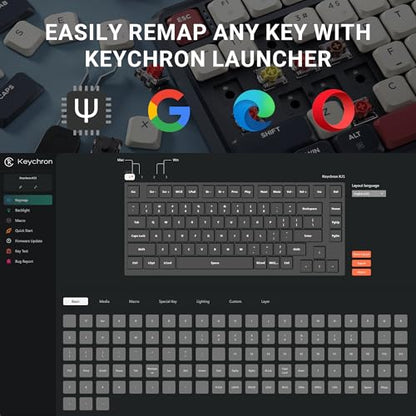 Keychron KJ1 Low Profile Wireless Mechanical Keyboard, 2.4 GHz Bluetooth QMK 75% Layout RGB, Hot-swappable Banana Switch Compatible with Mac Windows Linux, 2000mAh Fast Charge for Gaming - Dark Blue - color: Banana Switch
