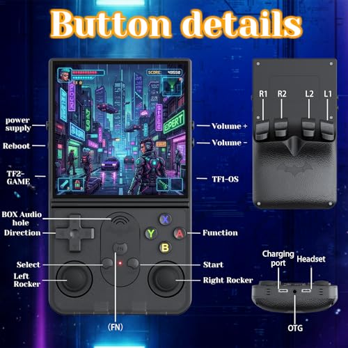 Upgrade S600 Retro Gaming Console, Anti-Slip Patterns Retro Handheld Game Console, 4.0 Inch 720x720 IPS Screen and 22,000+ Classic Games Retro Game Console for Gaming/Playdate/Party/Gift, Black 128G - style: Black 128G