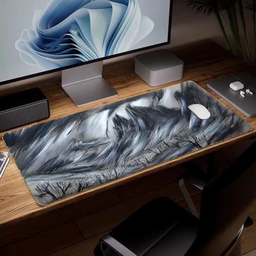 Leather Scenery Desk Pad, Colorful Art Mouse Pad Large Computer Keyboard Gaming Mousepad Waterproof Desktop Protector & Cover, Decorative PU Leather Laptop Mouse Mat Home Decor 10 x 25.6 inch C104 - color: Colorful-4