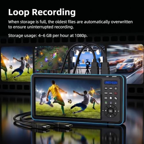 4K60 Video Capture Box-2 Channel HDMI Input with PIP/POP/PMP,Video Recorder with Screen 7 in,Compatible with Consoles, Cameras, Set-Top Boxes, PCs, 4K TVs, Projectors, Monitors