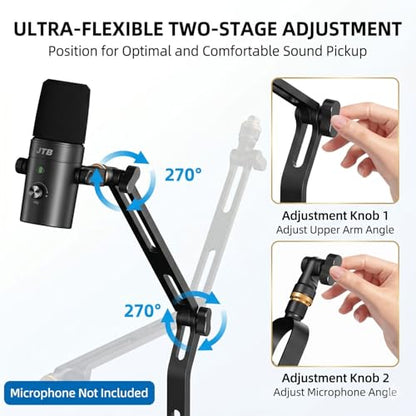 Desktop Microphone stand,Gaming Microphone Boom Arm Stand,Weighted Base | Aluminum Mic Arm with 3/8" to 5/8" adapter, compatible with Blue Yeti HyperX Fifine most mics for podcast and streaming