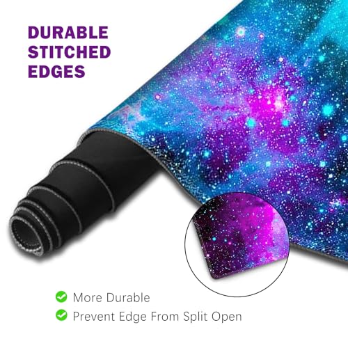 ToLuLu Extended Gaming Mouse Pad, Memory Foam Ergonomic Keyboard Mouse Wrist Rest Support Set, Large Desk Mat with Stitched Edges, Non-Slip Base Mousepad for Home Office Game and Study, Nebula Galaxy - color: Nebula Galaxy