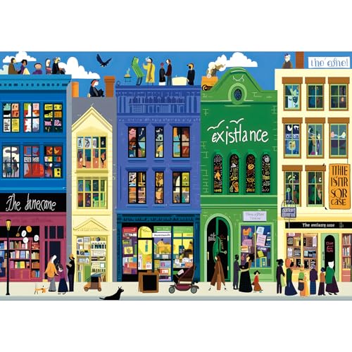 1000 Piece Puzzles for Adults, Jigsaw Puzzle of Whimsical Bookstore Street Scene, Funny Puzzle, Perfectly Fitting Pieces, Home Decor Birthday Party Gift for Adults Seniors 27.5" x 19.7" - color: Whimsical Bookstore