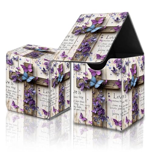 for MTG Commander Card Deck Box,Trading Card Storage Box with Magnetic Closure,Fits 120+ Single Sleeved Cards,Deckbox,Fits Sports TCG/CCG/MTG Accessories,﻿Cross Butterfly - color: Cross Butterfly