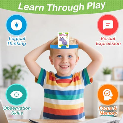 Headbands Game for Kids – Guessing Board Game to Boost Vocabulary, Critical Thinking, and Social Skills – Quick Question Family Game Night for 2–4 Players – Travel-Friendly Fun (Animal Theme) - style: Animal