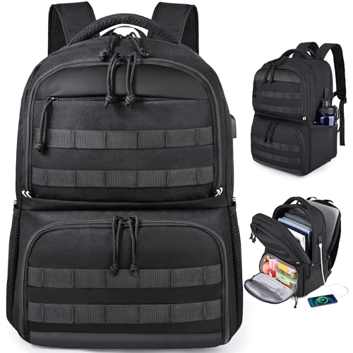 HILOMON Backpack with Insulated Lunch Compartment Cooler Bookbag Combo | 17" Laptop Compartment, USB Charging Port, Chest Strap, Anti-Theft Pocket, 2-in-1 Insulated Cooler Lunchbox Work Backpackbag