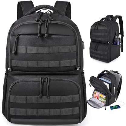 HILOMON Backpack with Insulated Lunch Compartment Cooler Bookbag Combo | 17" Laptop Compartment, USB Charging Port, Chest Strap, Anti-Theft Pocket, 2-in-1 Insulated Cooler Lunchbox Work Backpackbag