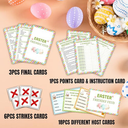 Easter Friendly Feud Game, Funny Easter Party Games, Spring Friendly Feud Trivia Quiz for Family Adults, Spring Bunny & Eggs Holiday Party Supplies -13 - color: Easter Basket-green