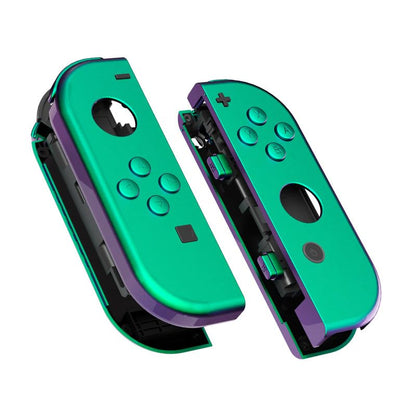 eXtremeRate DIY Replacement Shell Buttons for Nintendo Switch & Switch OLED, Chameleon Green PurpleCustom Housing Case with Full Set Button for Joycon Handheld Controller - Console Shell NOT Included - color: Chameleon Green Purple