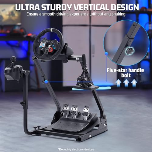 Marada Racing Steering Wheel Stand Adjustable Driving Simulator Cockpit Fit for Thrustmaster T300RS T500RS, for Logitech G929 923 Wheel & Pedals & Handbrake Purchase Separately