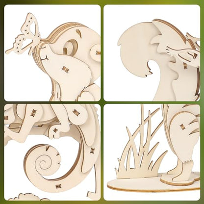 ELX 3D Wooden Animal Puzzles for Kids 6+, 4 Piece Set Animal Models, Wood Building Craft Kits Stem Toys peresents for Kids and Adults - style: 3D-Wildlife
