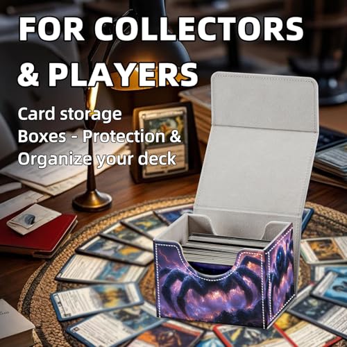 Trading Card Storage Box, Holds 100+ for MTG Cards, PU Leather with Magnetic Closure, Frost Spider with Glowing Blue Eyes Durable Deck Box for Magic the Gathering, Trading Card Games - color: Frost Spider with Glowing Blue Eyes