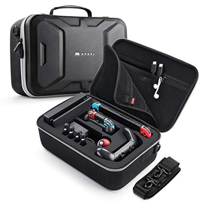 Mumba Deluxe Carrying Case for Nintendo Switch 1 & Switch OLED, [Max Version] All-in-One Travel Storage Bag, Holds Console, Dock, Pro Controller, 27 Game Cards,& More, Hard Shell Protection (Black)
