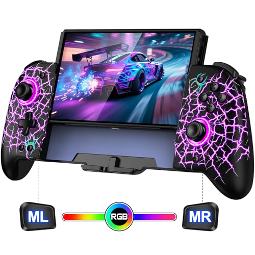 Spican Switch Controllers for Nintendo Switch/OLED, Switch Pro Controller One-Piece Joypad, Full-Size Ergonomic Handheld Mode Controller with Battery/Turbo/Programming for Switch Games - color: Black-Spider, size: 6.2"/7"
