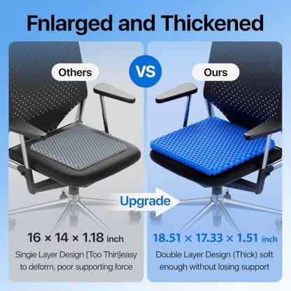 Gel Seat Cushion, Cooling Honeycomb Design for Office Chair Car Wheelchair | Cool & Breathable, Soft & Comfortable - color: Blue