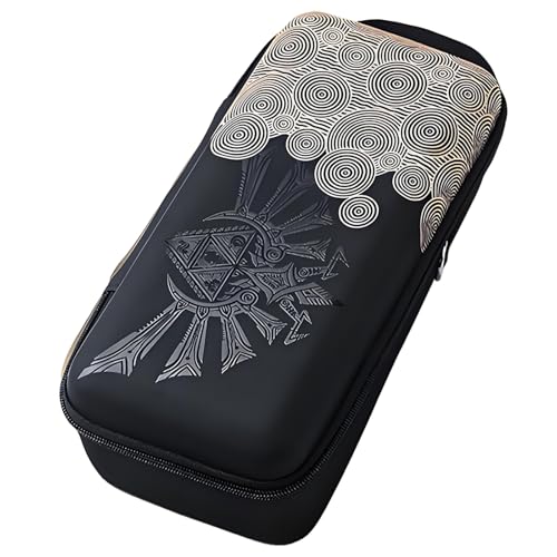 QUBAMG Switch OLED Carrying Case Compatible with Nintendo Switch & Lite, Portable Travel Hard Shell Protective Carry Case with Stand and 10 Game Slots - Fit for Dock, Pro Controller, Joy-Con, Adapter - color: Black 2