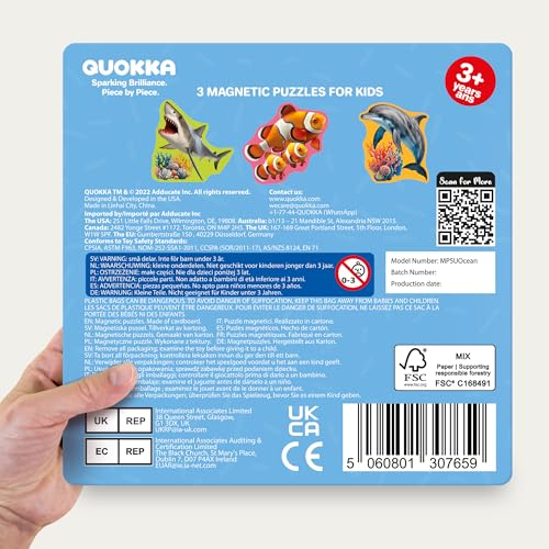 QUOKKA Step Up Magnetic Puzzles for Toddlers 1-3, Ocean Puzzle Set in One Book, Travel Games for Kids 3-5, Screen Free Toy for Toddlers and Preschoolers - color: Ocean