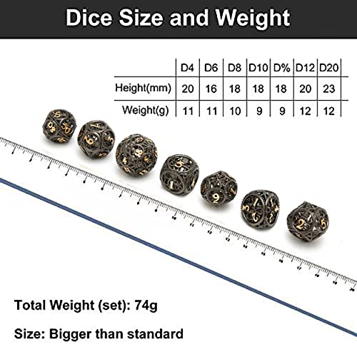 DND Dice,Hollow D&D Metal Dice,Unique Round Ball Design Octopus Dice with Gift Box for Dungeons & Dragon Gaming,7 PCs Steampunk Polyhedral D and D Dic(Ball Octopus Black Gold) - color: Ball Octopus Black Gold