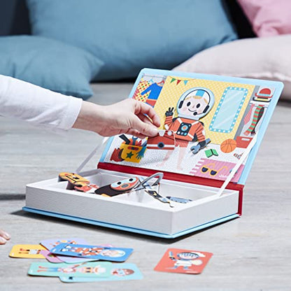 Janod - MagnetiBook 45 pc Magnetic Boys Costumes Dress Up Game - Travel Entertainment - Encourages Imaginative Play - Boosts Creativity and Confidence - Enhances Fine Motor Skills | Travel Entertainment - Enhances Fine Motor Skills - Boosts Creativity and