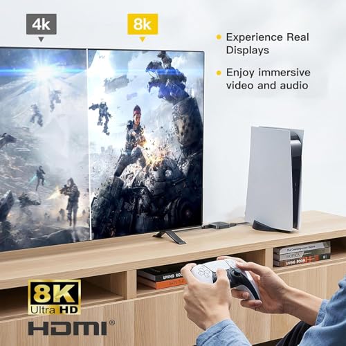 10K 8K HDMI Switch – 2 in 1 Out, Bi-Directional HDMI Switcher | 8K@60Hz, 4K@240Hz, Compatible with PS5, PS4, Xbox, Fire Stick, Apple TV, Projector