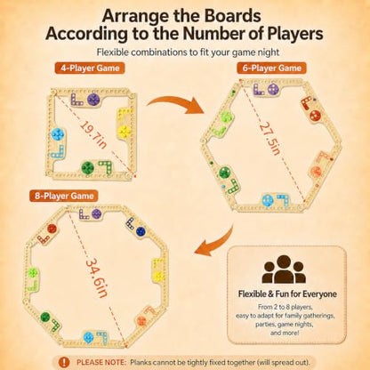 Jokers and Marbles Board Game Set – Wooden Marble Game with 40 Marbles, 4 Decks of Cards, Instructions and Carry Bag, 2–8 Player Portable Family Tabletop Game, Gift for Adults and Families - color: Natural Wood Color