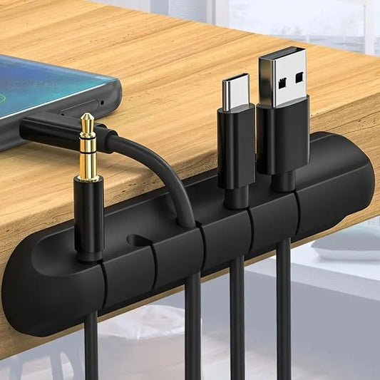 2 Pack Cable Holder Clips, Cord Organizer Clips Self Adhesive for Desktop, Nightstand, Power Cord, Mouse Cable, Wire PC Office Home, (5 Slots), Black - color: Black, size: 5 Slots